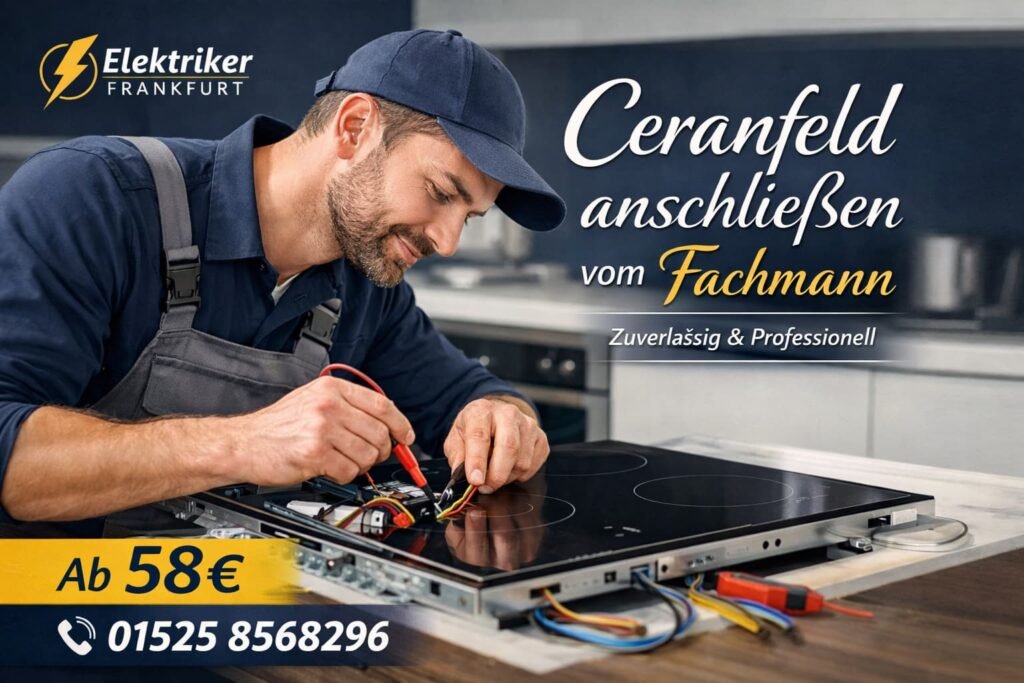 Elektriker Frankfurt: Ceranfeld anschließen ab 58 €.