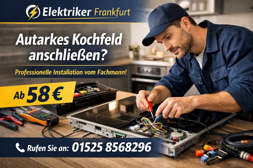 Elektriker Frankfurt schließt autarkes Kochfeld fachgerecht an – Installation ab 58€
