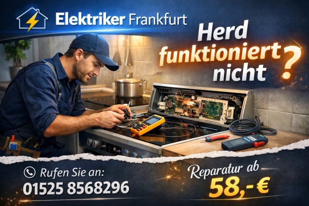 Elektriker Frankfurt repariert Herd – Herd funktioniert nicht, Reparatur ab 58€