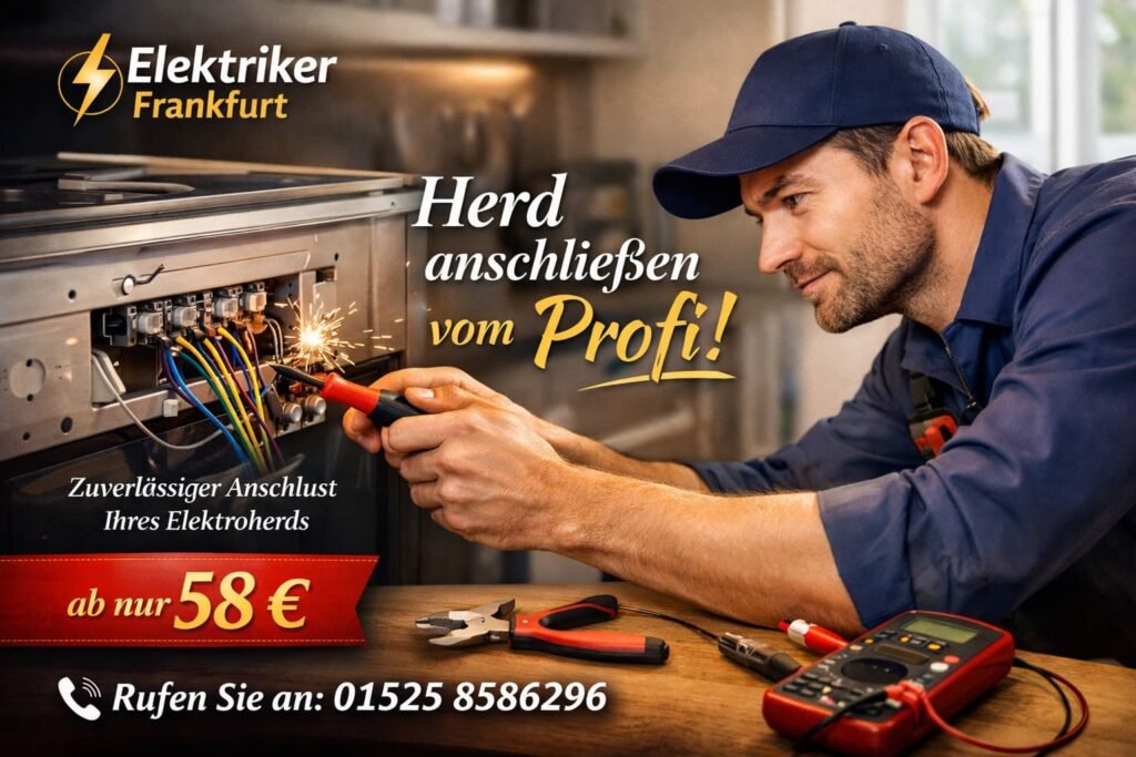 Elektriker in Frankfurt schließt Elektroherd fachgerecht an – Herd anschließen Service ab 58 €