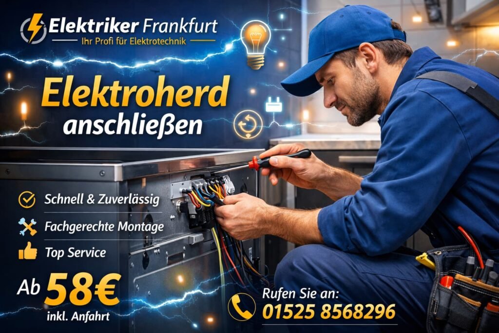Elektriker schließt Elektroherd in Frankfurt an – Service ab 58 €