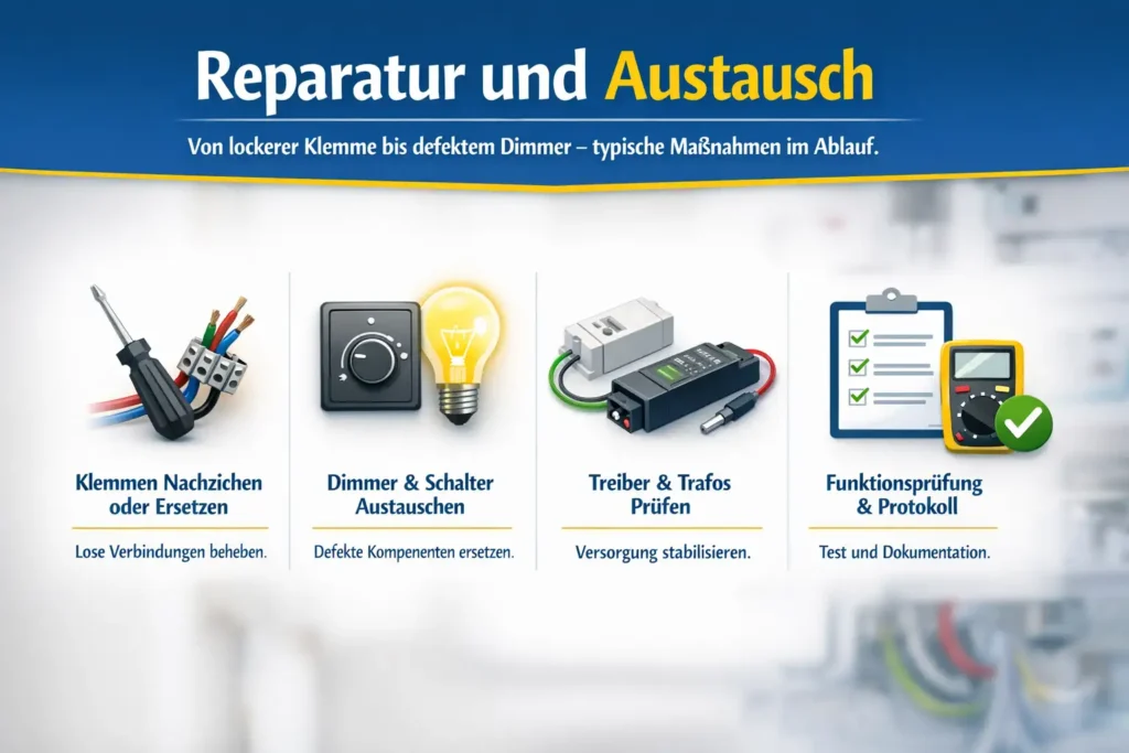 Reparatur und Austausch: Von lockerer Klemme bis defektem Dimmer – typische Maßnahmen im Ablauf