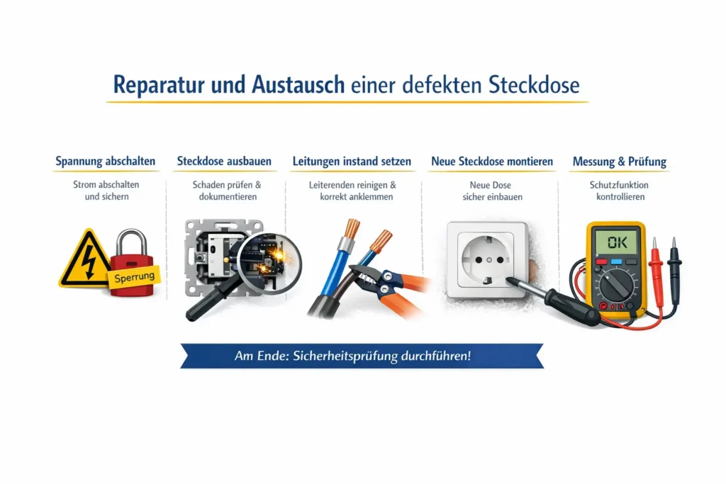 Reparatur und Austausch: Was vor Ort gemacht wird, wenn eine steckdose funkt beim einstecken