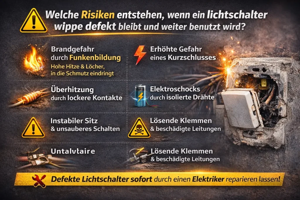 Welche Risiken entstehen, wenn ein lichtschalter wippe defekt bleibt und weiter benutzt wird?