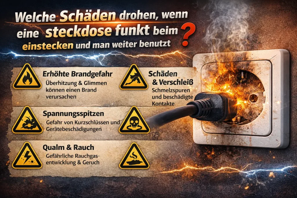 Welche Schäden drohen, wenn eine steckdose funkt beim einstecken und man weiter benutzt