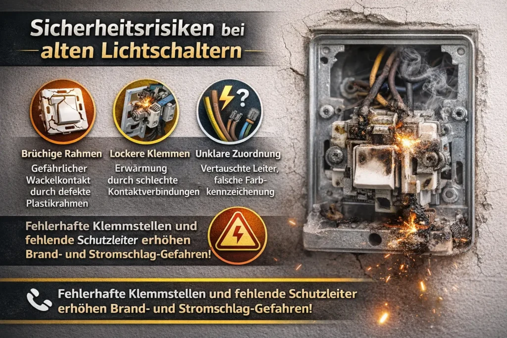 Welche Sicherheitsrisiken von brüchigen Rahmen, lockeren Klemmen und fehlendem Schutzleiter ausgehen können