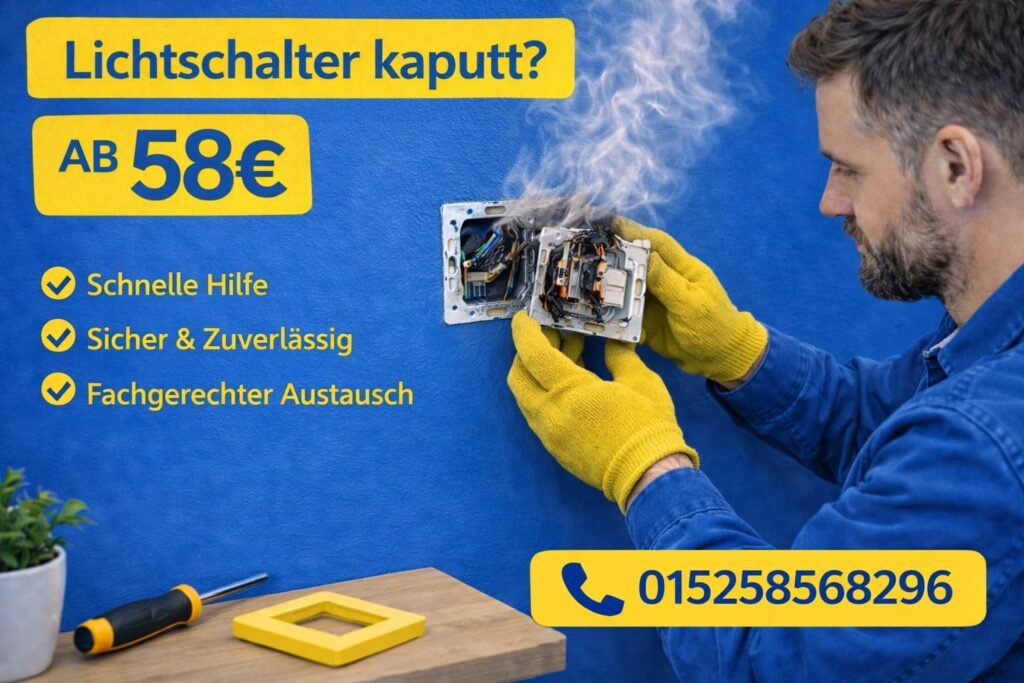 Lichtschalter kaputt ab 58€ | 24/7 Notdienst Service 24h!!!